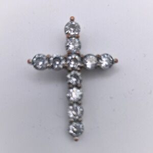 JCM Cubic Zirconia Cross Pendant Silver Tone Religious Charm CZ China